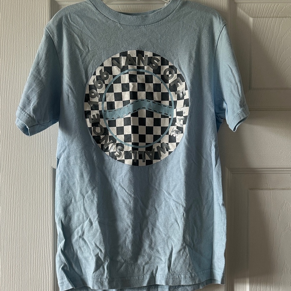 Vans Sky Blue Checkered Kids Tee